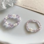 お花ビーズリングセット　すみれパープル