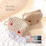 mini  heart  ミニミニポーチ　H5.5Ｗ8Ｄ4　小物入れ　ヌビポーチ　コインケース　ハート　刺繍　ギフト　刺繍ポーチ