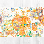 A3ﾉﾋﾞ 夕暮れのハロウィン アートプリント（複製画）A3-0390