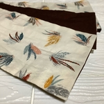 【半幅帯】羽根柄　ブラウン　リバーシブル　長尺　No.4