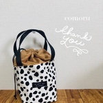 秋冬にぴったり🍁通園通学にも♪【スープジャーケース　スープジャーポーチ　お弁当バッグ　保冷保温】キャメル　ダルメシアン