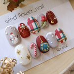 #07 クリスマスネイル　赤チェック　ホリデーネイル　冬ネイル