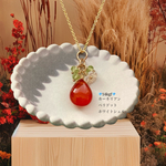 【限定1個】🌸🍃14Kgf・18kgp🌸🍃大人可愛いお花とリーフのネックレス～カーネリアン、ホワイトシェル、ペリドット 