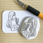 【Minne限定販売】お花を愛でる女の子 消しゴムはんこ