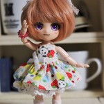 オビツ11サイズ、パンダ柄白系ワンピ3点セットA
