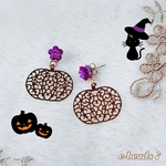 【 ピアス ୨୧ イヤリング 】 スワロフスキー スタッドピアス お花 ハロウィン カボチャ パンプキン おばけ