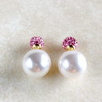 耳たぶを挟む♪ラインストーンボールピアス〜Anna〜「ベリーピンク」