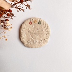 リネンのパッチワーク刺繍コースター☆*ホワイトクリスマス🎄✨️