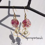 ハートとかすみ草ピアス