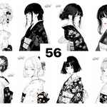 56 女の子 ステッカー sticker コラージュ collage 素材シート achashop