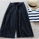 【再×3】スミクロ▼綿麻タック入りギャザーパンツ▼M・ポケット付き