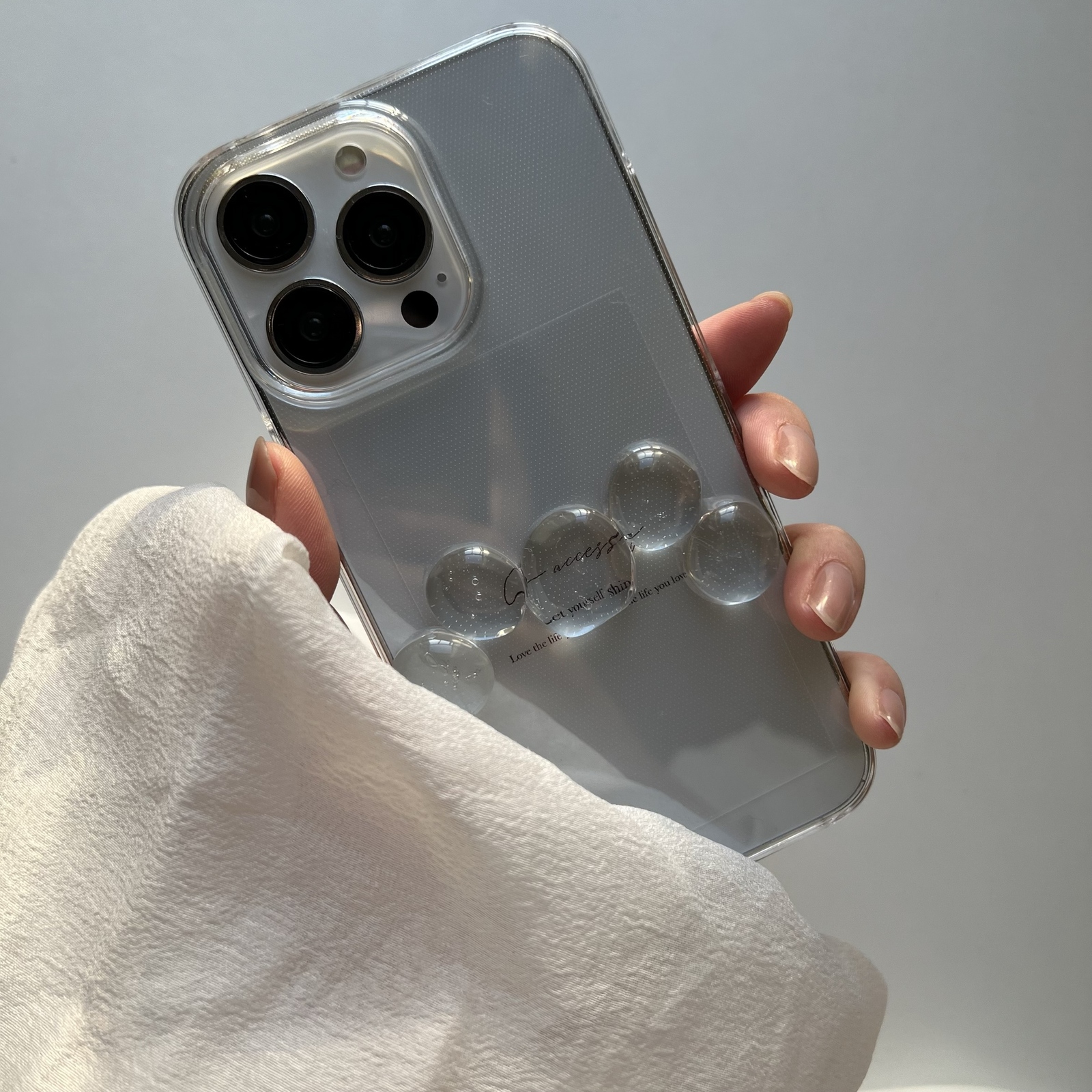 clear stone【iPhone全機種対応】【ショルダーケース対応】iPhone14iPhone15iPhone13iPhone16透明感