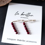 ビーズ　チェコビーズ　ファイアポリッシュ　ピアス　シンプル　小ぶり　赤　レッド　デイリー　毎日　パーティー　重ね付け