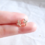 新作　シンプル　18K　繊細　上品　人気　大人可愛い　煌めく　リーフ　SILVER925　スタッド　ピアス