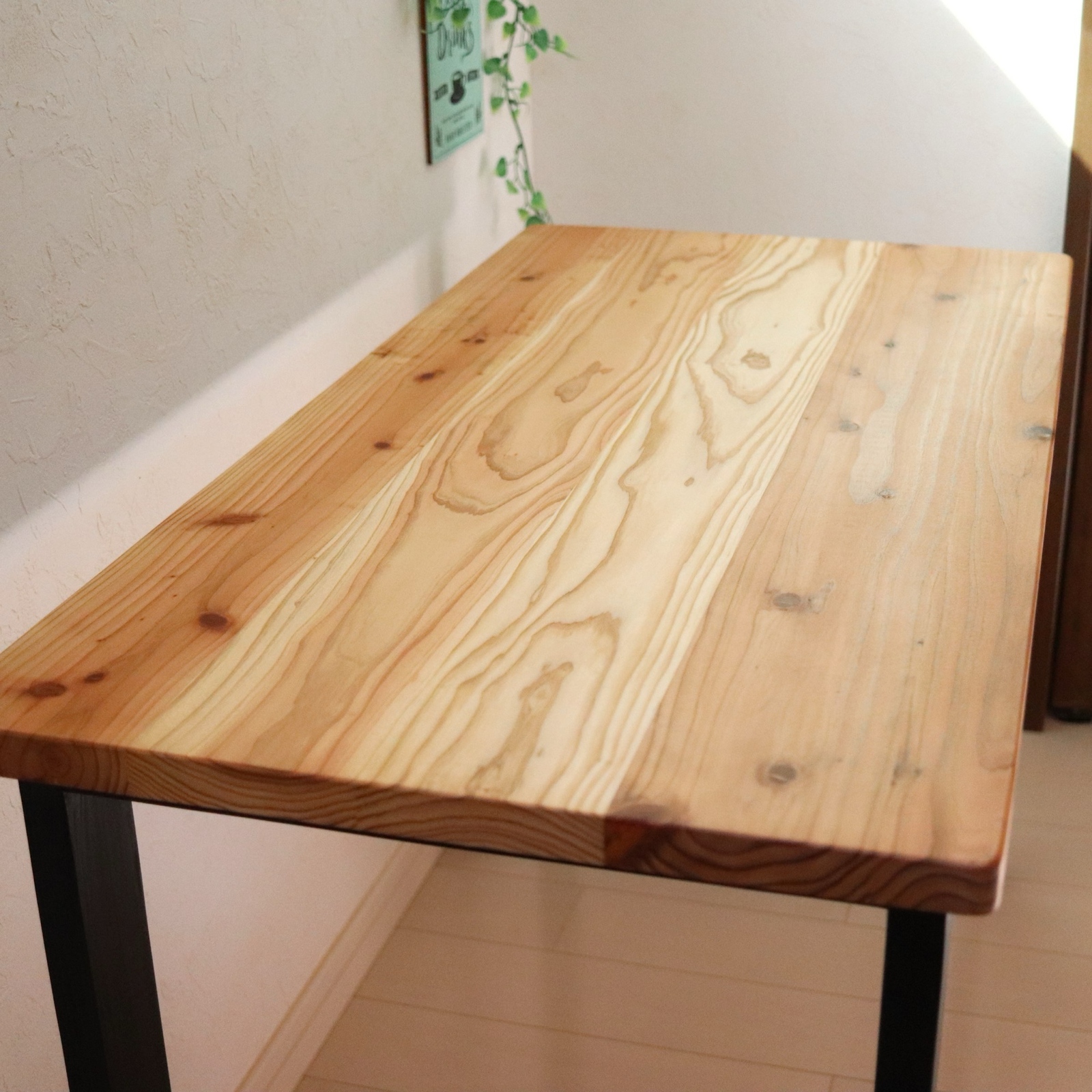 天然木 無垢テーブル 90×45cm お好みのカラー、高さでカスタム 作業