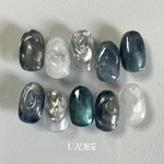 【当店人気商品🤍🕊】03. Lake bed    ニュアンスネイル　質感ネイル　くすみブルー　ネイルチップ　水面 うるうる ブルーネイル