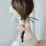 【金箔・水引追加◎】カラーの髪飾り+オーガンジーリボン/ヘアアクセサリー/ヘッドパーツ/ヘアパーツ