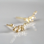 ペタルチェーンピアス　K18/プラチナコーティング　煌びやかなチェーンピアス　揺れる　シルバー925 華やか　大人　お洒落　高見え　金属アレルギー対応