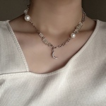 one's necklace / 天然石 シルバー 月 パール ネックレス