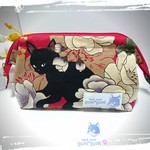 【新作】ワイヤーポーチ（L）黒猫と牡丹