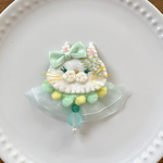 刺繍ブローチ（ミントグリーンネコ）