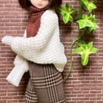 ストール風カーディガン.☆22センチドールの洋服［ドール服マフラー］白