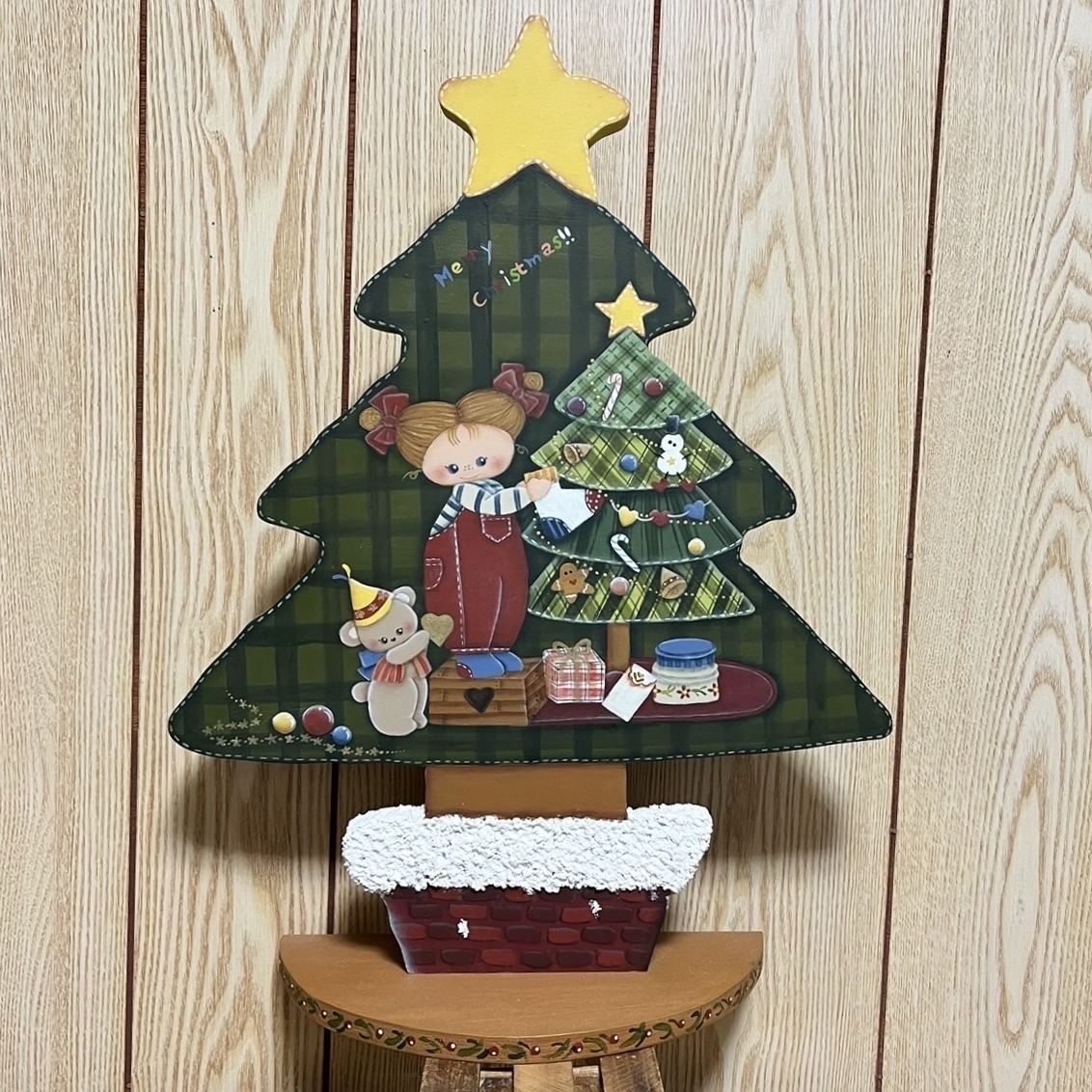 トールペイント クリスマス クリスマスツリー 女の子 オブジェ