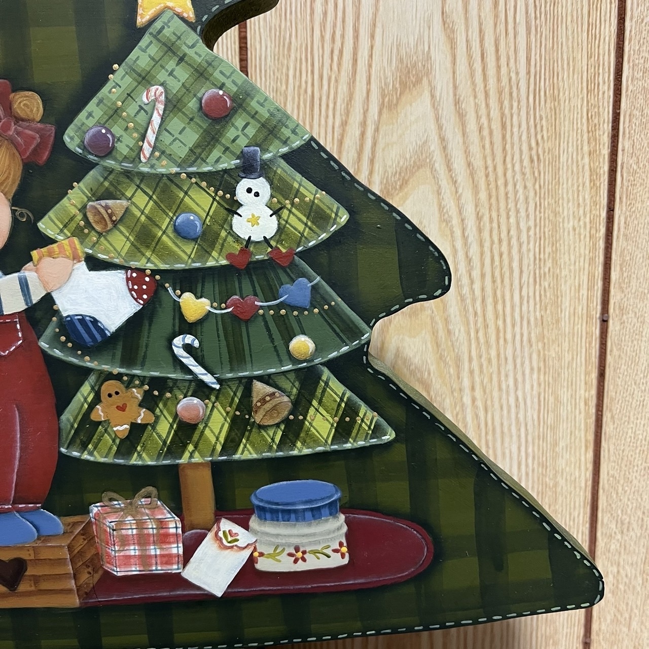 トールペイント クリスマス クリスマスツリー 女の子 オブジェ 置物 雪