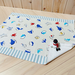 🦈ランチョンマット🦈再販①✳︎単品＊　ジンベイザメ　くじら　海の仲間　魚🐟くすみカラー🩵　＊サイズ変更承ります＊