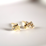 ピアス　18k仕上げ アシンメトリーピアス　silver925  CZダイヤピアス スタッドピアス