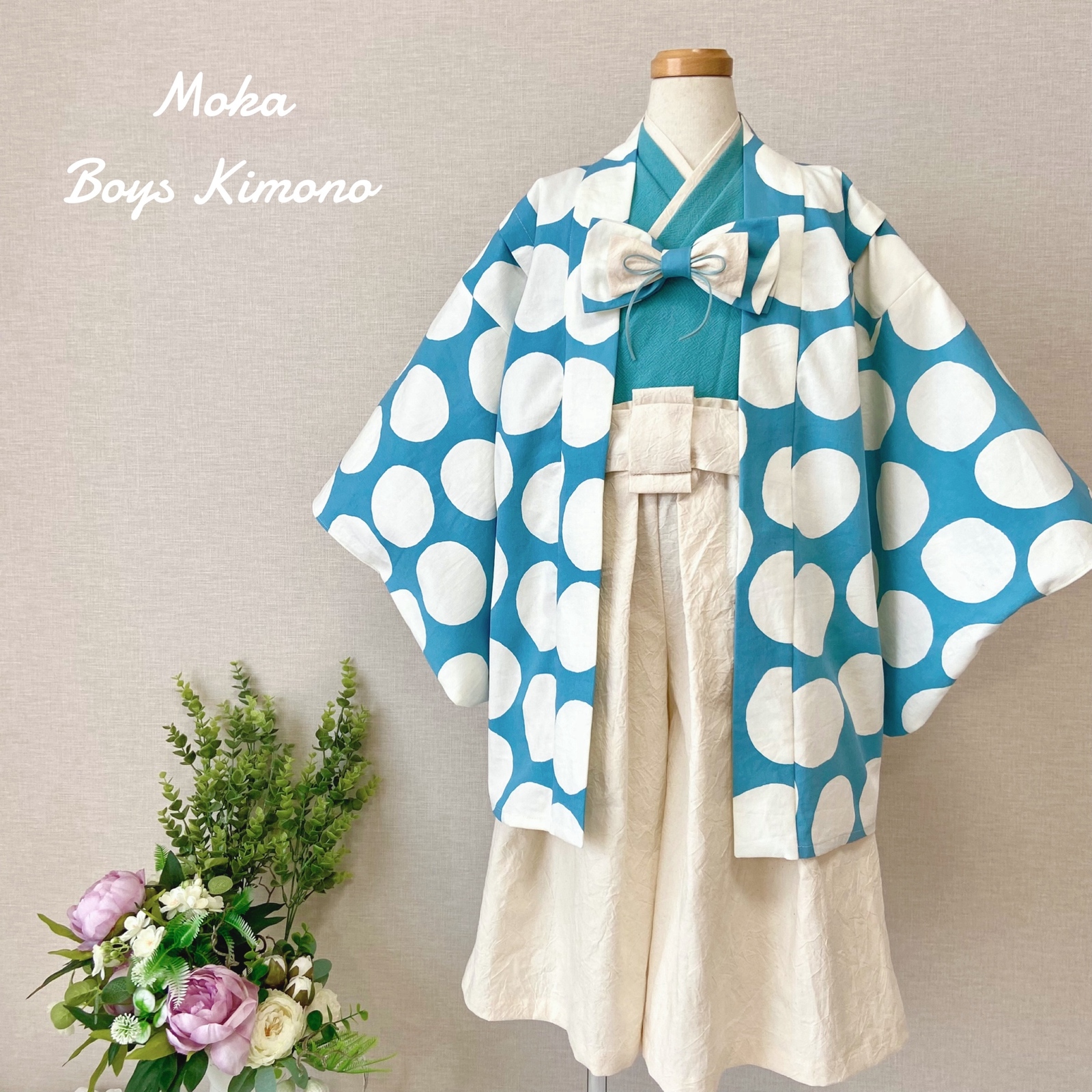 七五三　3歳　被布セット　コットンレーヨン刺繍　ベージュ　ハンドメイド 七五三3歳被布セットコットンレーヨン刺繍ベージュハンドメイド