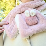 ネックウォーマー　ホワイト×うさぎ