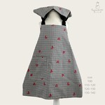 キッズエプロン　三角巾 100-140cm　スクエアハート　エプロンセット リバーシブル 子供エプロン　エプロン　キッズ　子供　チェック