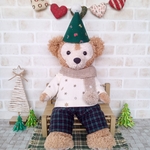 S ダッフィー マフラー付き雪の結晶柄クリスマスコスチューム（緑）