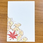 【ポストカード】手描きイチョウとはんこ紅葉🍁