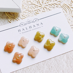 ピアス/イヤリング選択可 【 フラワータイル 】handmade 和風 着物 和服 浴衣 レトロ 陶器 四葉 クローバー 花 フラワー イヤーカフ 