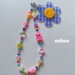 🌼💜smile カラフルストラップ　スマイルビーズ　ストラップ　ビーズアクセサリー　iPhoneケース アクセサリー　プラビーズ　プラチェーン  プラパーツ　