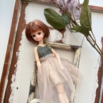 デニム切り替えサロペットスカート