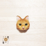 豆ねこブローチ 茶トラ猫・No.1