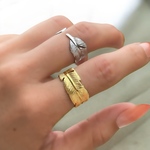 金属アレルギー対応　316L サージカルステンレス　フェザー リング bohemian vintage 指輪　サイズフリー　