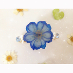 押し花バレッタ 薔薇青