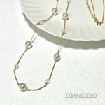 パールと純白ビーズのロングネックレス