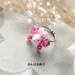 【うさぎ＆リボン🐰🎀】ピンク レッド レースフラワー 花びら ドライフラワー 押し花 ボタニカル  花 ハート  フリーサイズ ウサギ リング