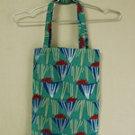 綿麻素材　水色地×絵柄　マチ無しエコバック　肩掛けＯＫ！