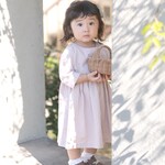 【特集掲載】《在庫限り》アンティークピンクのナチュラルワンピース《80〜130cm》女の子 おしゃれ かわいい 大人っぽい 子供服 くすみカラー 無地  長袖ワンピース 秋冬