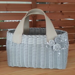 グレーの上品なバッグ♡パールコサージュつき