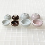 送料無料！選べるミニチュアどんぶり各種、縦線入り白茶ピンク、陶器の食器、茶碗、丸小鉢、