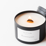 木芯アロマキャンドル ブラック  / 環境に優しいソイワックス100%使用 ソイキャンドル マットブラック インテリア 焚火キャンドル 蓋付きキャンドル