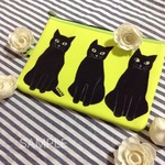 原画◉3匹の黒猫のタブレットケース◉イラスト◉絵画◉アート◉文房具