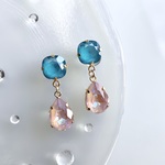 Candy stone“mini Turquoise blue × Saphiret pink” pierce/ earring